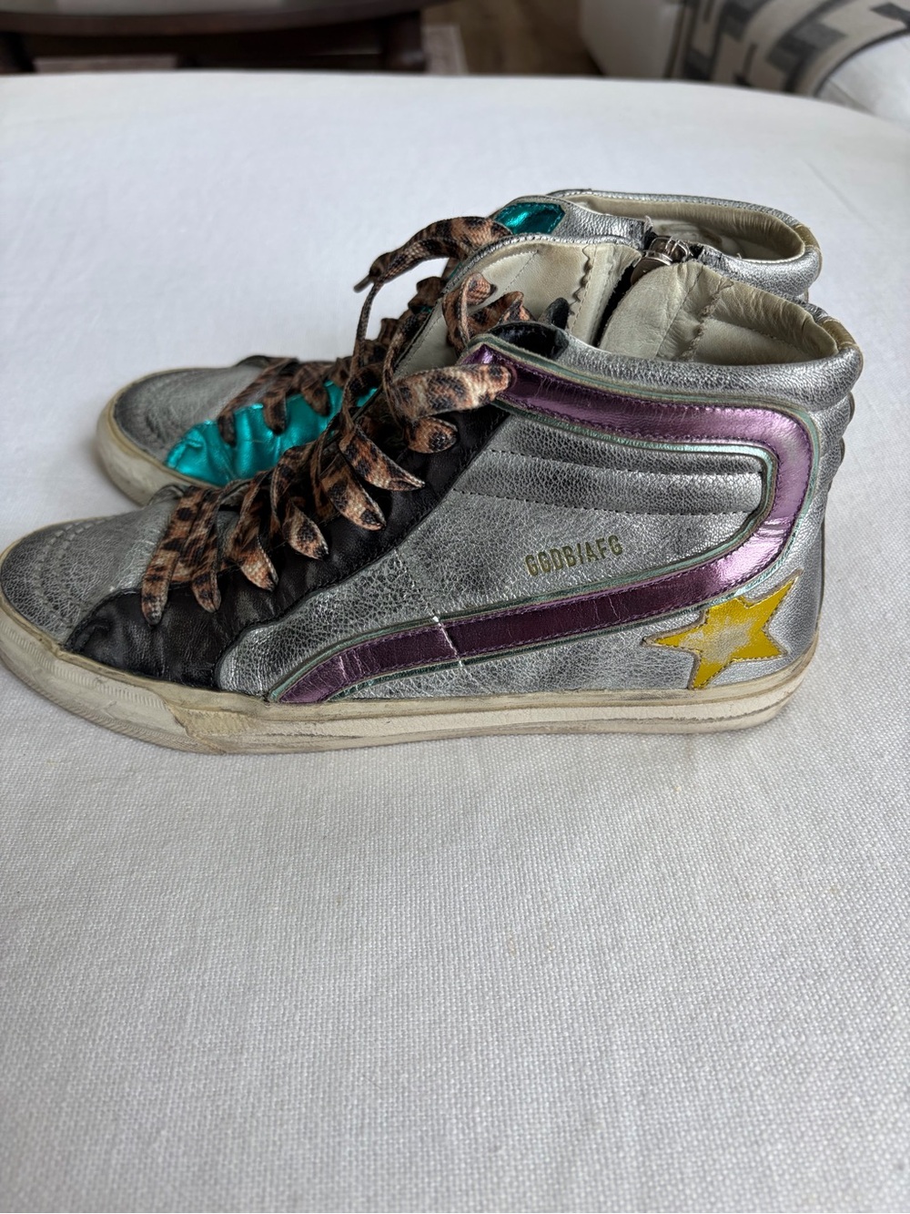 Golden Goose Silver Metallic Slide High Tops